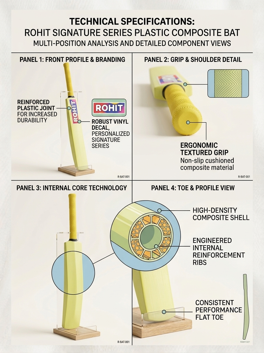 Plastic cricket bat with honeycomb structure design|INDIAN DREAMS