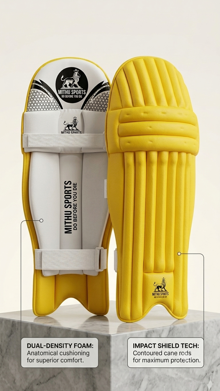 Pro Edition Batting Pads – Vibrant Yellow
Experience Uncompromised Protection & Elite Mobility on the Pitch