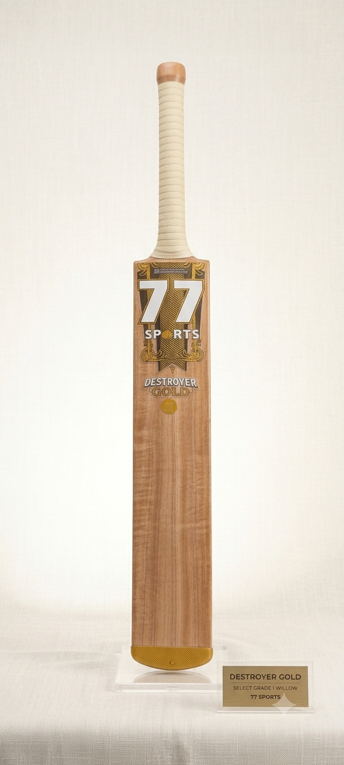 77 Destroyer Gold cricket bat with supreme Willow, Special Edition
