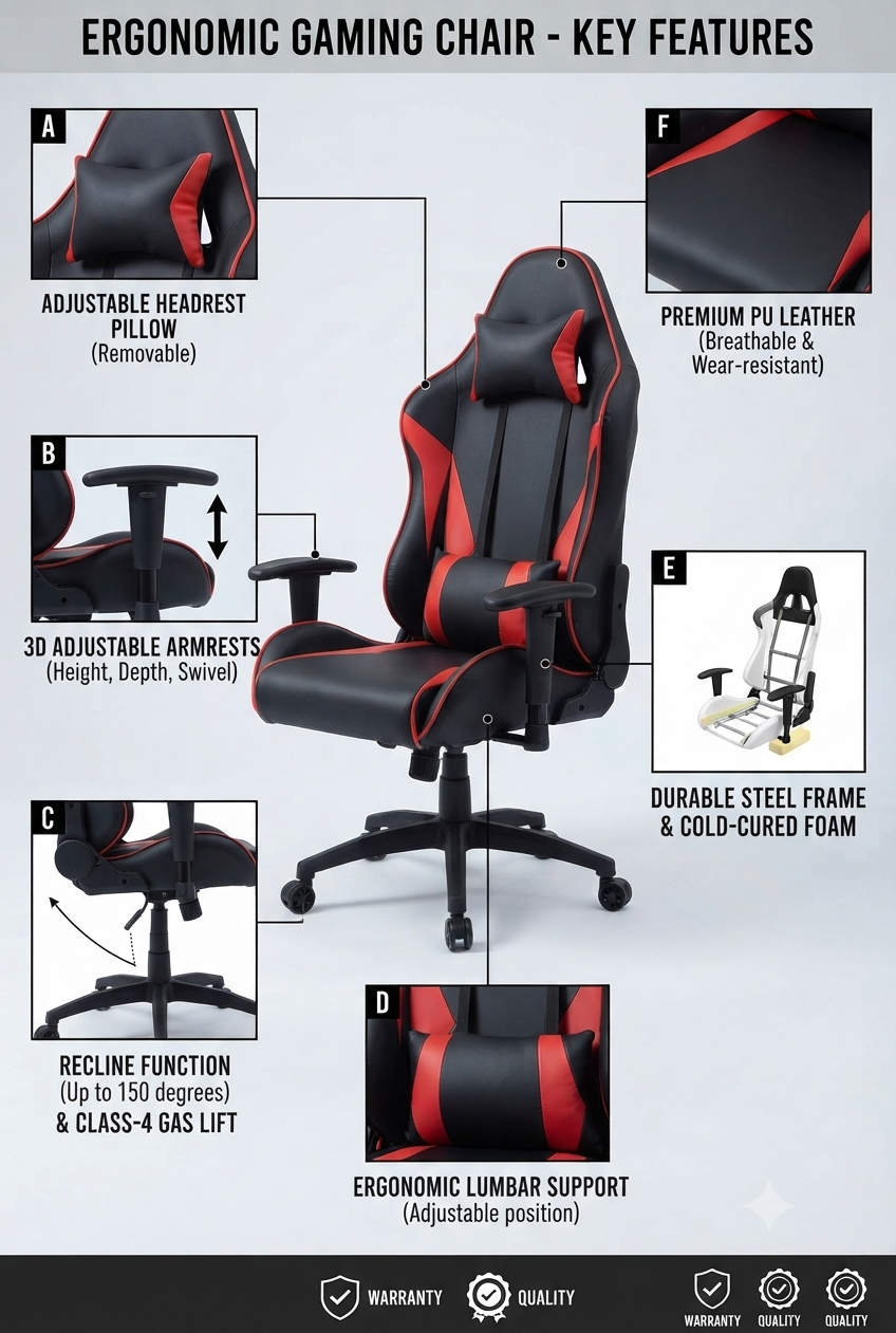 The Valkyrie Throne - Ergonomic Racing-Style Gaming Chair
