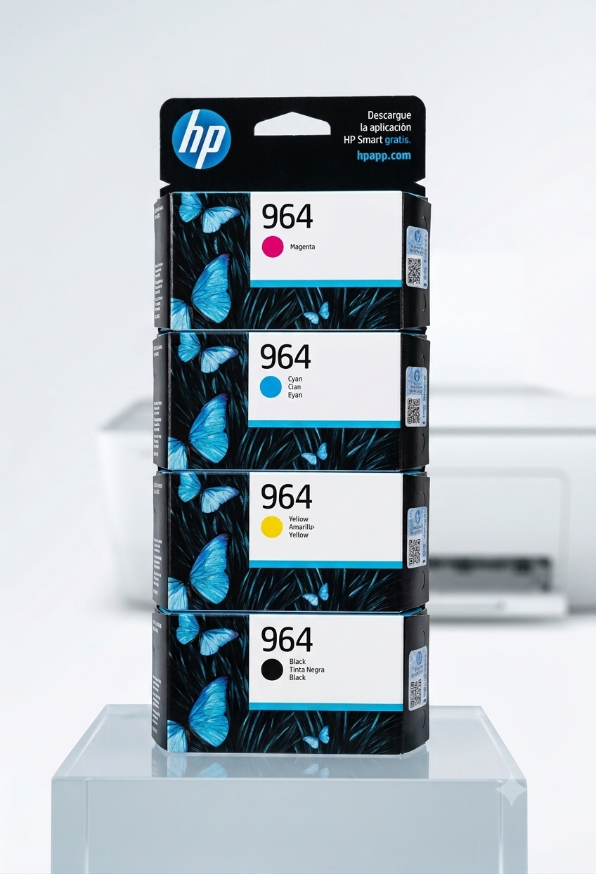 Original HP 964 4-Color Ink Cartridge Combo Pack (Black, Cyan, Magenta, Yellow)