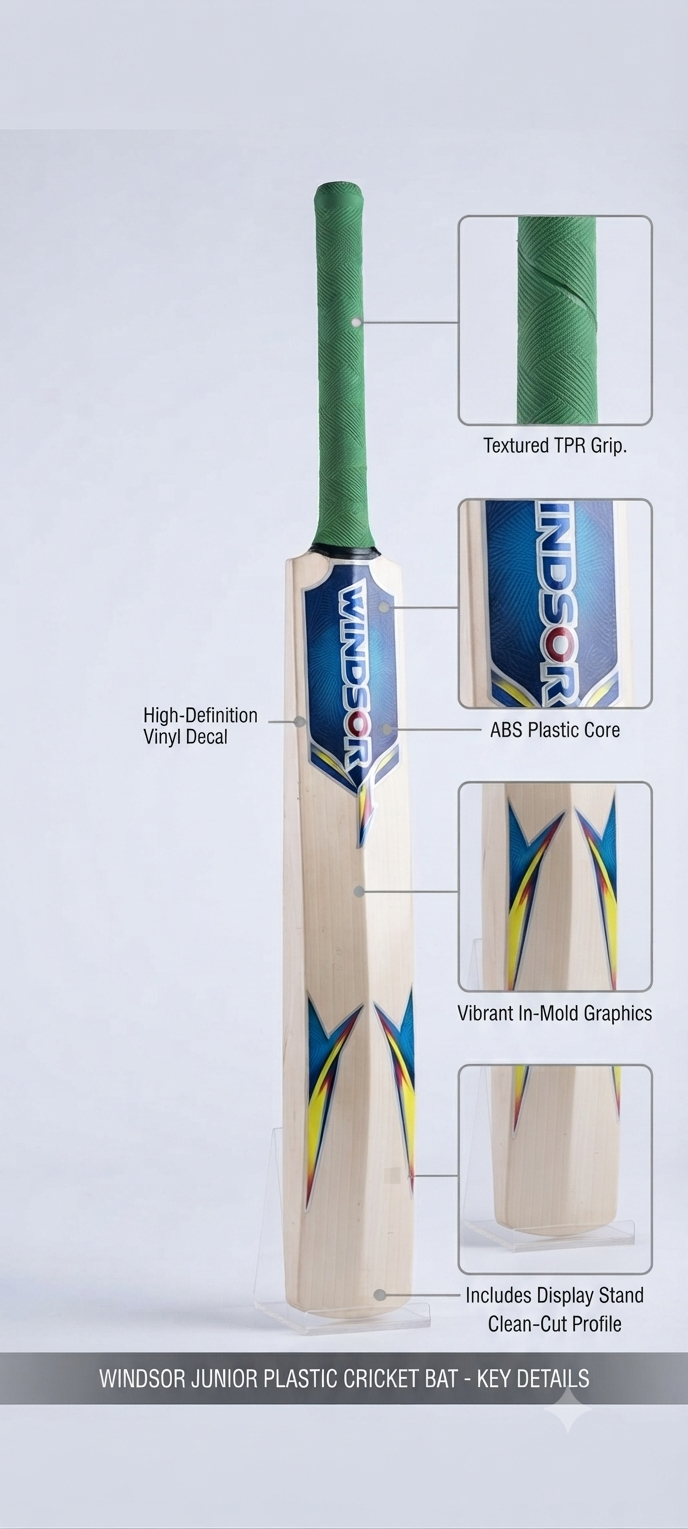 Light weight plastic Windsor bat and aerodynamic edges| INDIAN DREAMS