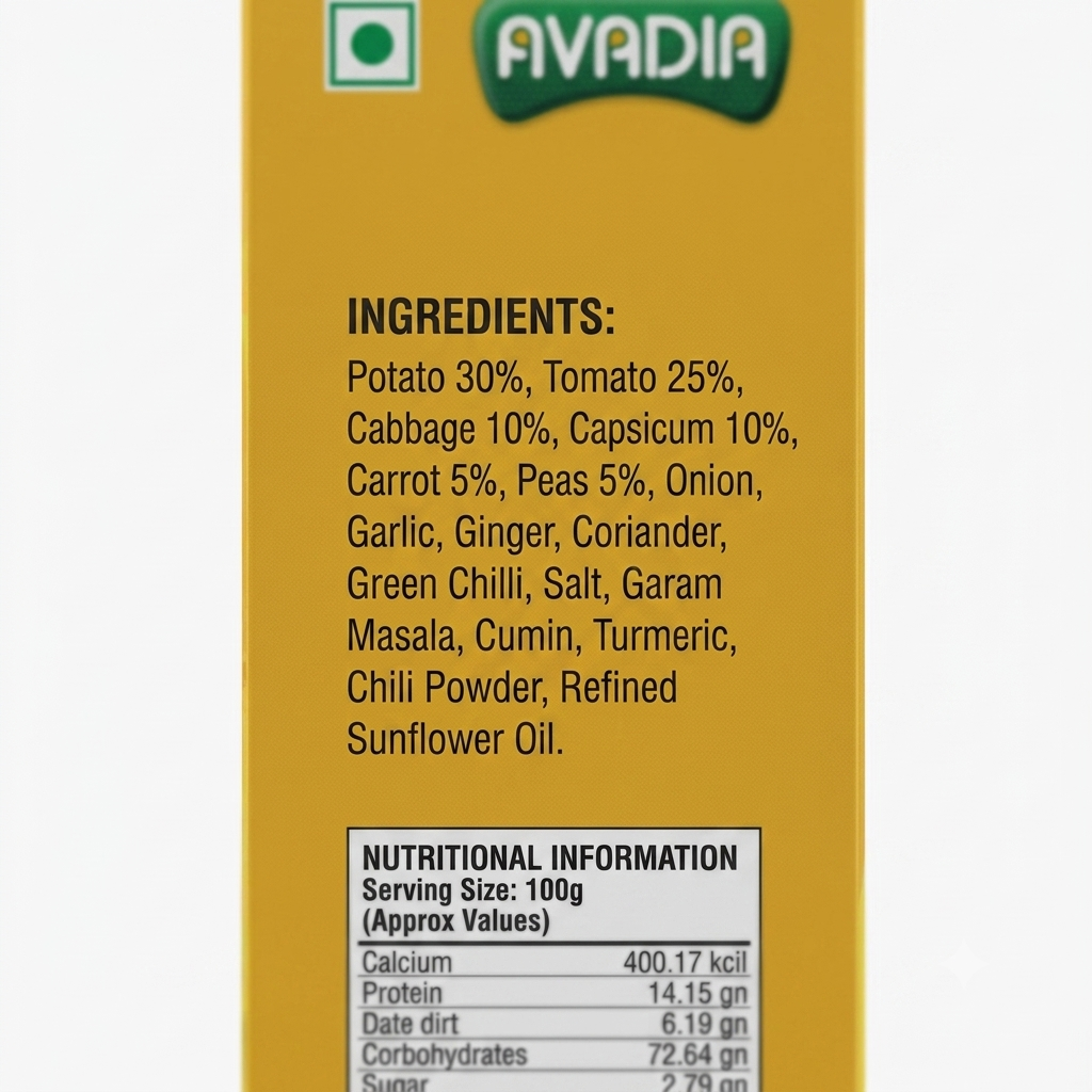 Paw Bhaji Mumbai Ready to eat AVADIA 100% Natural ingredients Pack of 5