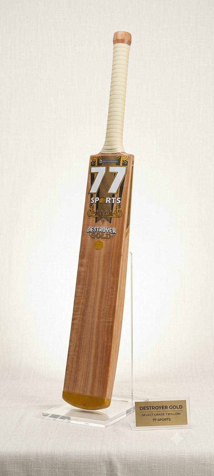 77 Destroyer Gold cricket bat with supreme Willow, Special Edition