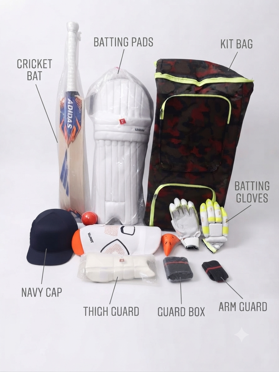 Junior Pro Complete Cricket Kit Set | Youth-Sized Bat, Lightweight Protective Gear, & Heavy-Duty Camouflage Equipment Bag