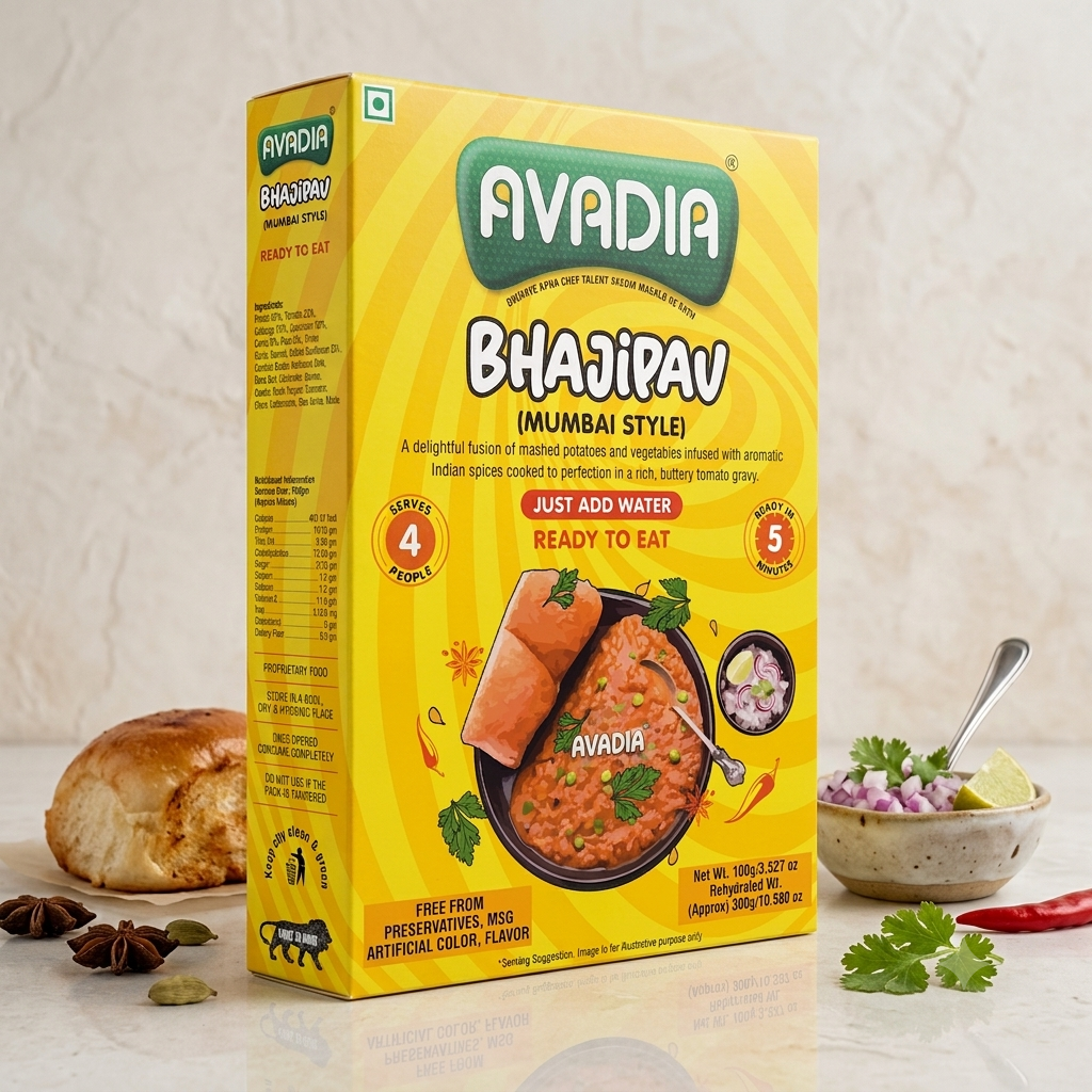Paw Bhaji Mumbai Ready to eat AVADIA 100% Natural ingredients Pack of 5
