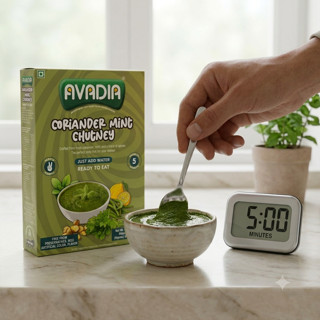 Coriander and Mint Chutney Ready to eat AVADIA 100% Natural ingredients
