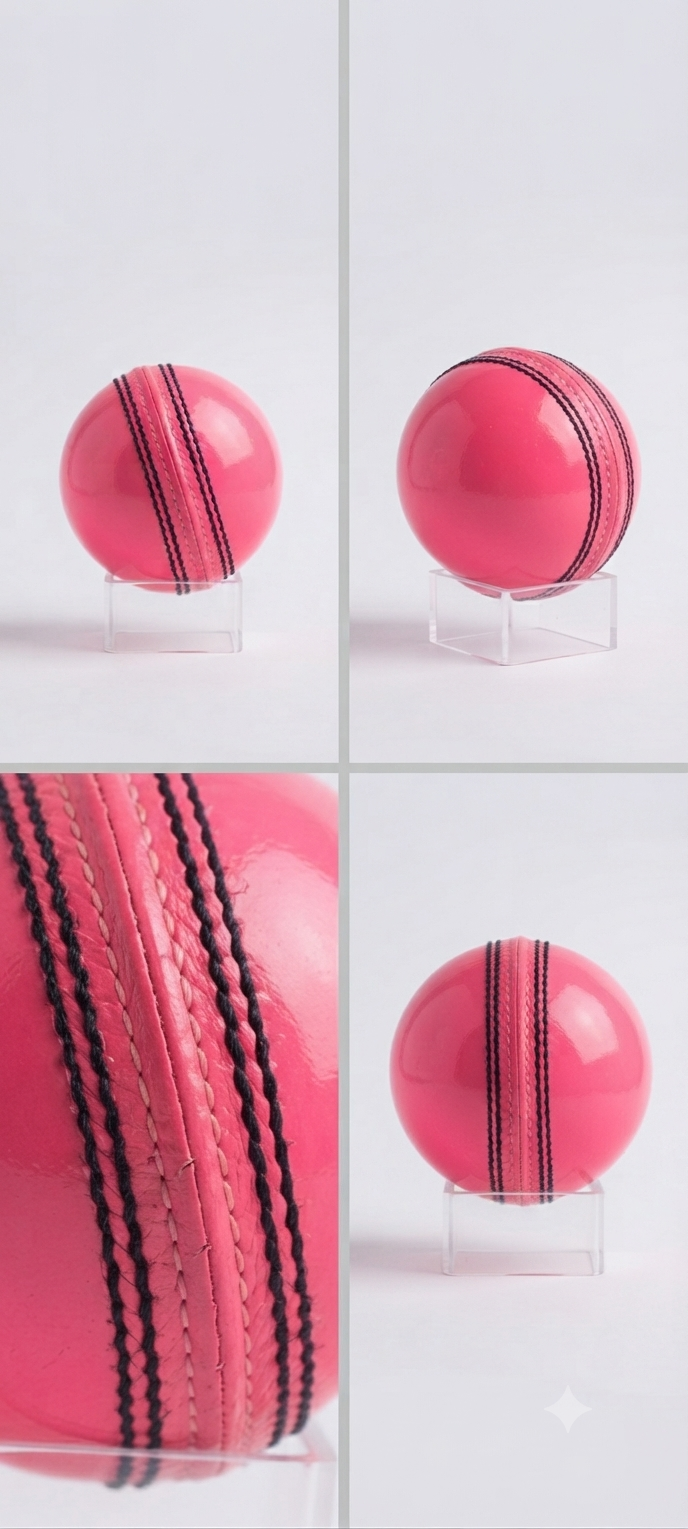 Pink Leather Cricket Ball Hand stitched with Premium leather 6 Balls