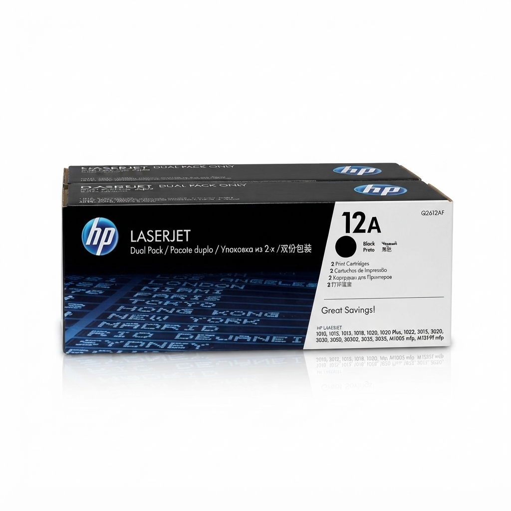 Genuine HP 12A (Q2612A) Black LaserJet Toner Cartridge Dual pack (2 cartridges)