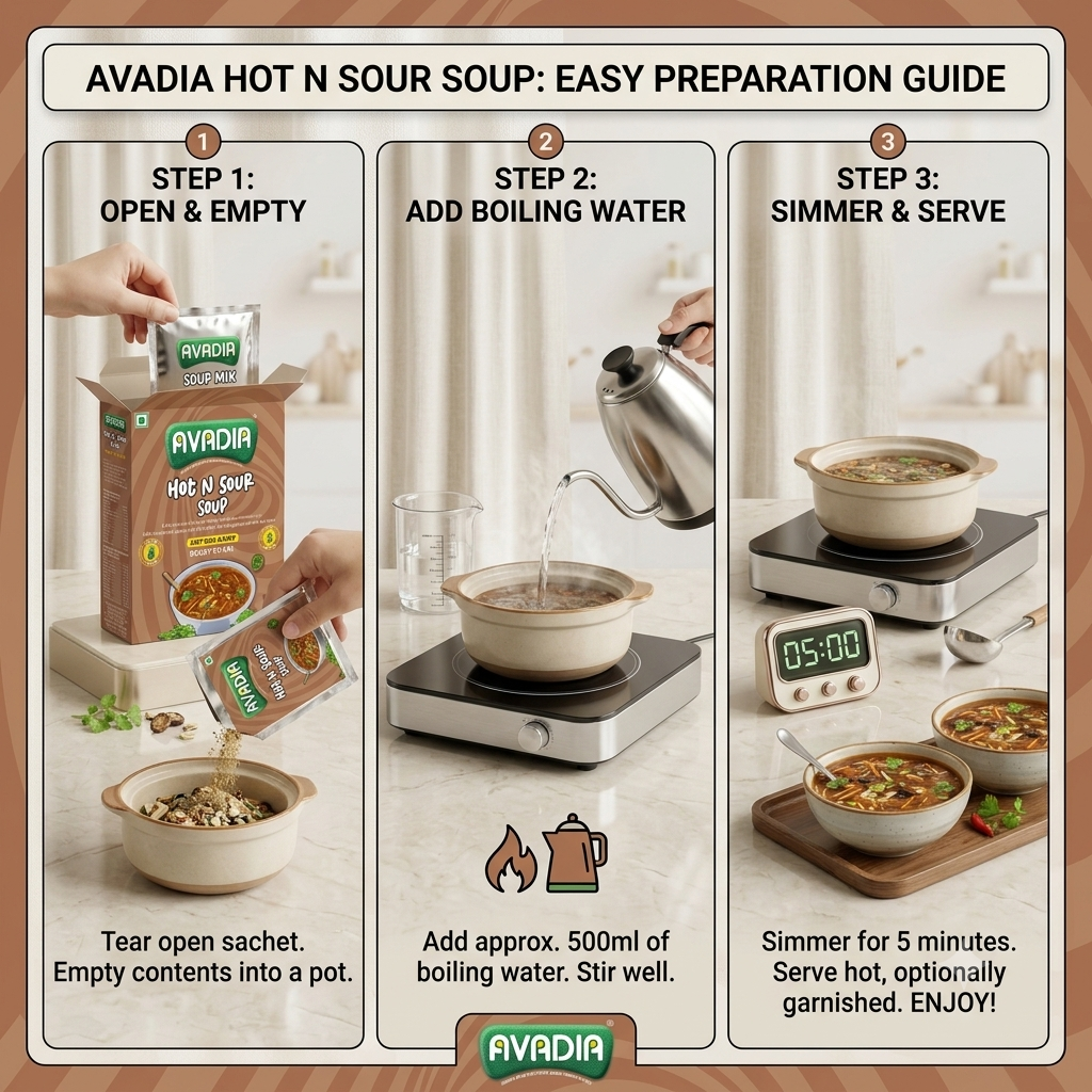 Hot N Sour Soup Ready to Make from AVADIA Premium Natural ingredients with 0% preservatives