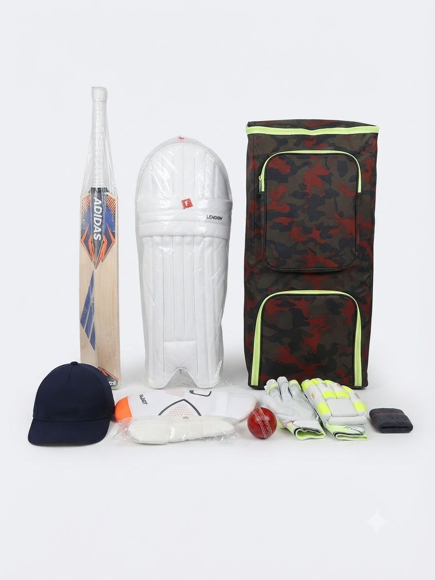 Junior Pro Complete Cricket Kit Set | Youth-Sized Bat, Lightweight Protective Gear, & Heavy-Duty Camouflage Equipment Bag