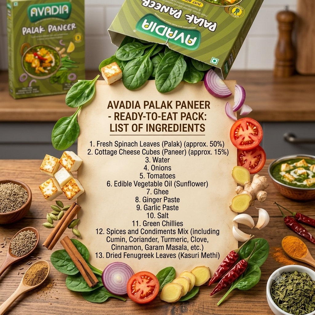 Palak paneer Ready to eat AVADIA 100% Natural ingredients