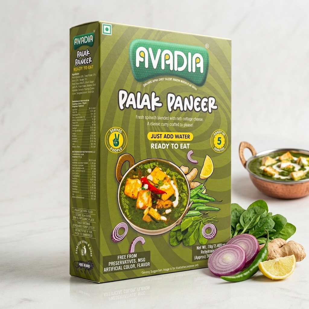 Palak paneer Ready to eat AVADIA 100% Natural ingredients Pack of 5