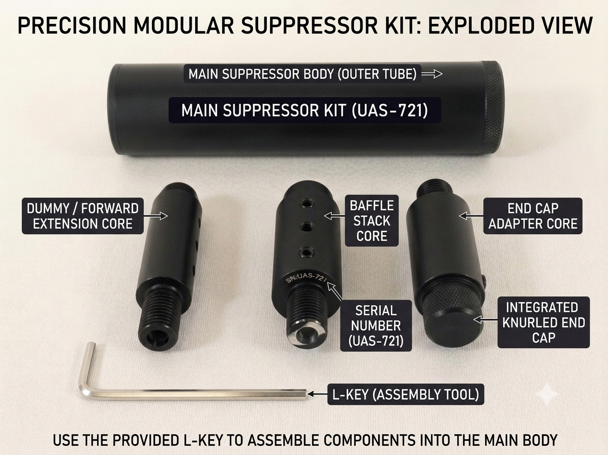The Ultimate Modular Performance Suppressor Kit| Universal Multi-Adapter Suppressor / Silencer Set designed primarily for target air rifles, air pistols, and PCP (Pre-Charged Pneumatic) sports guns