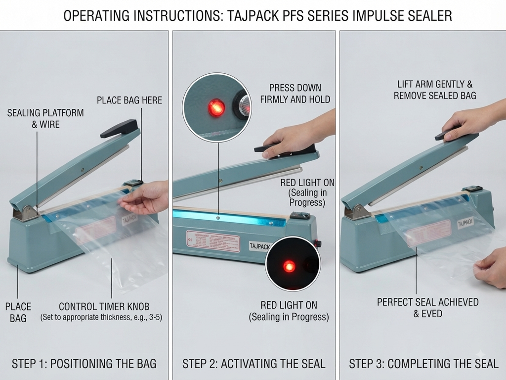 Heat Sealing Machine 12inch TAJPACK Heavy Duty Copper Transformer |INDIAN DREAMS