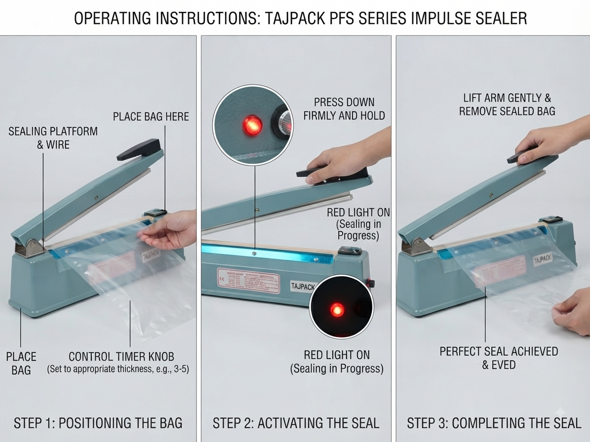 Heat Sealing Machine 12inch TAJPACK Heavy Duty Copper Transformer |INDIAN DREAMS