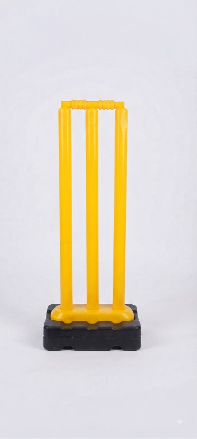 Cricket Plastic Stumps Premium Yellow Colour with base| INDIAN DREAMS Pack of 4