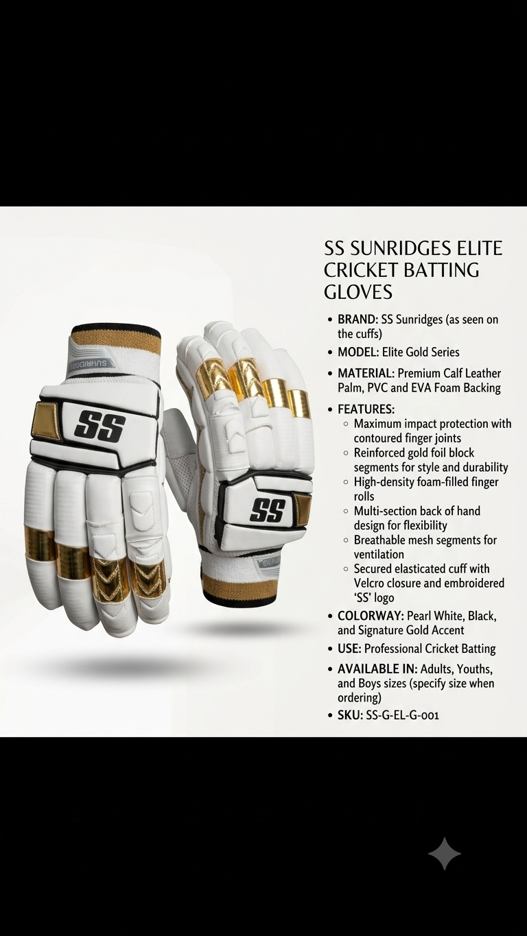 SS Professional Cricket Batting Gloves | Ultra-Protection, Ergonomic Flex & Maximum Sweat-Absorbent Comfort for Senior/Adult Players