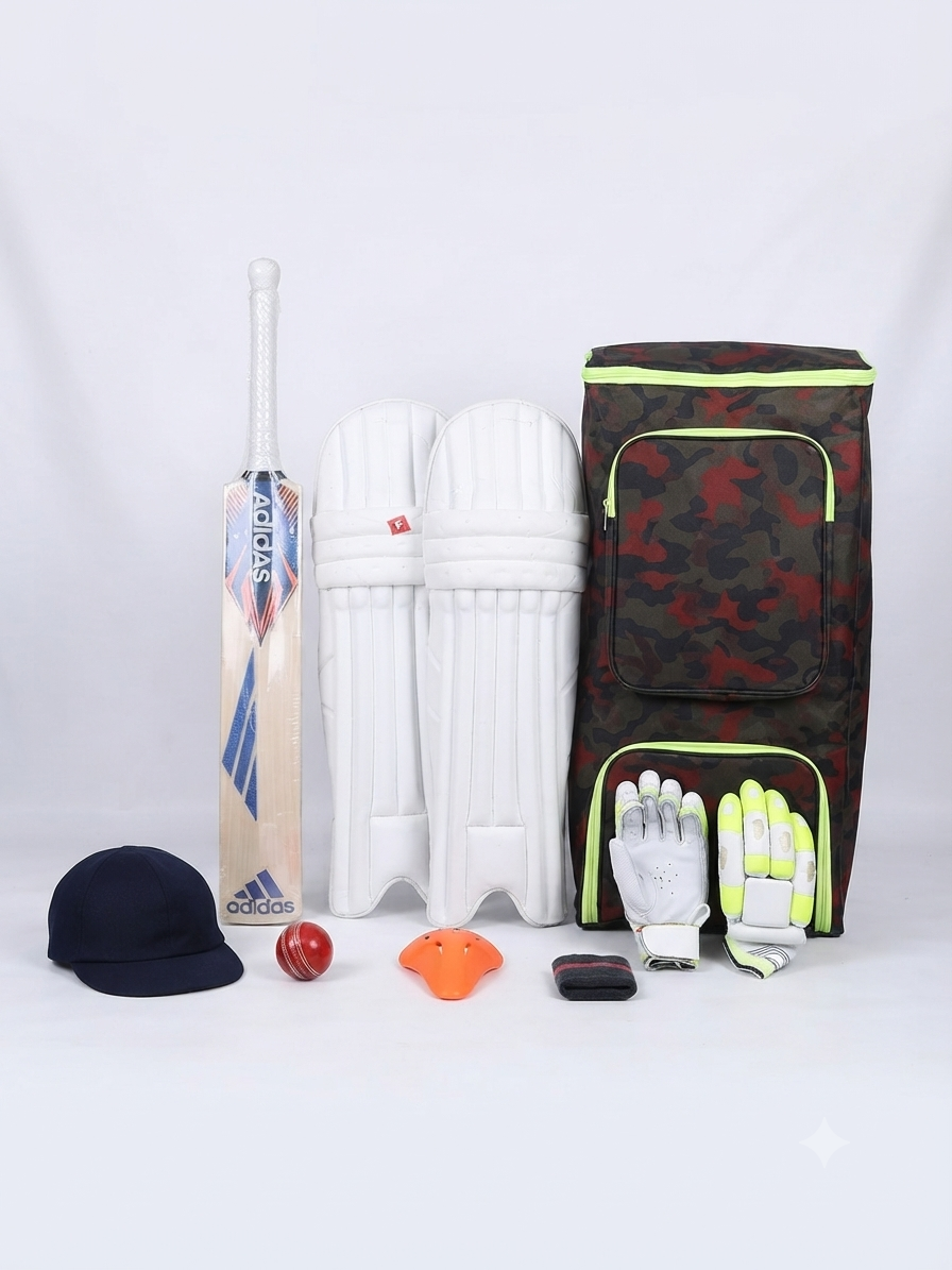 Junior Pro Complete Cricket Kit Set | Youth-Sized Bat, Lightweight Protective Gear, & Heavy-Duty Camouflage Equipment Bag