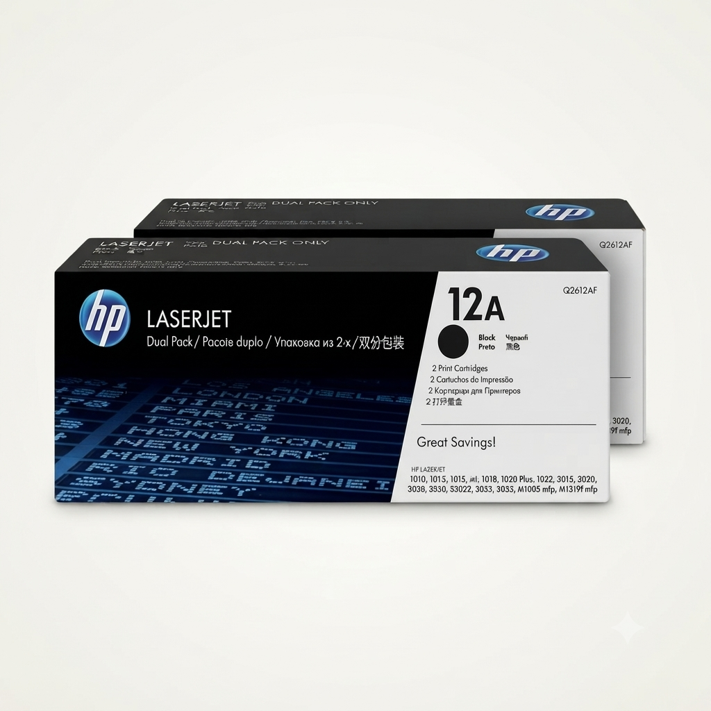 Genuine HP 12A (Q2612A) Black LaserJet Toner Cartridge Dual pack (2 cartridges)
