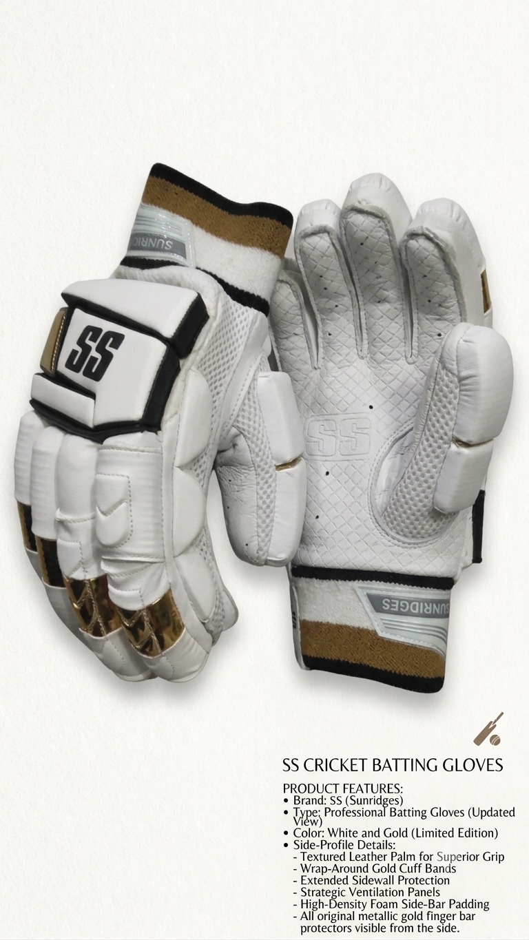 SS Professional Cricket Batting Gloves | Ultra-Protection, Ergonomic Flex & Maximum Sweat-Absorbent Comfort for Senior/Adult Players
