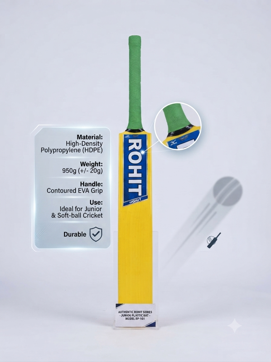 Plastic hard tennis cricket bat with aerodynamic design
