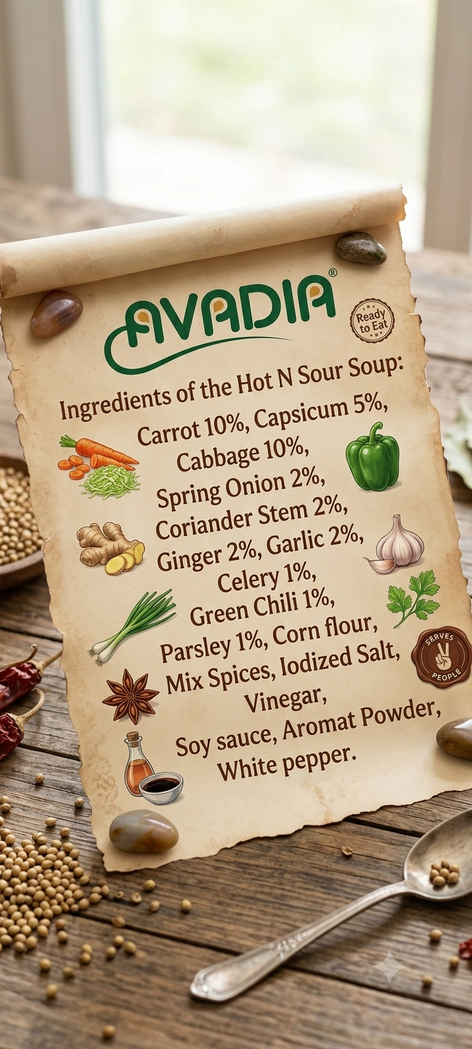 Hot N Sour Soup Ready to Make from AVADIA Premium Natural ingredients with 0% preservatives