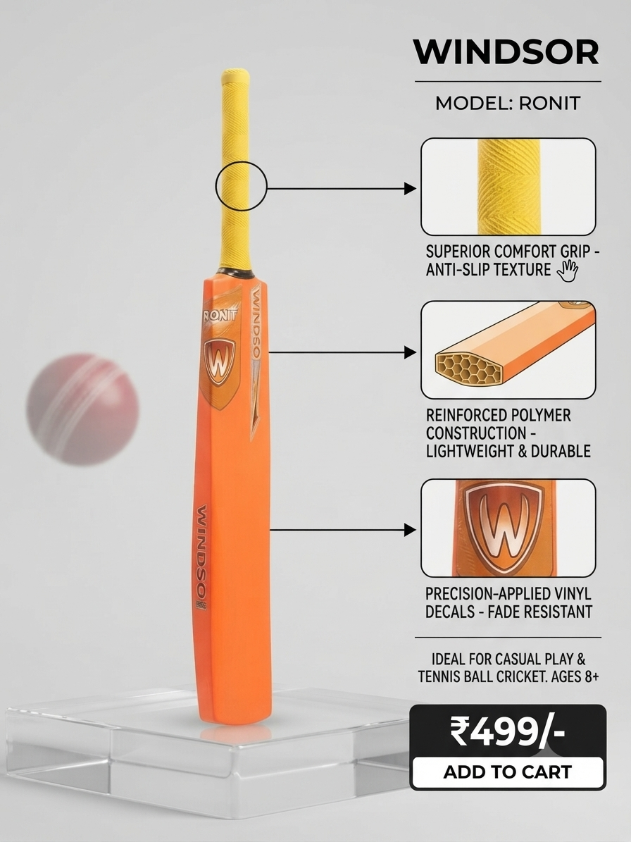Plastic premium cricket bat with High grade polypropylene material
