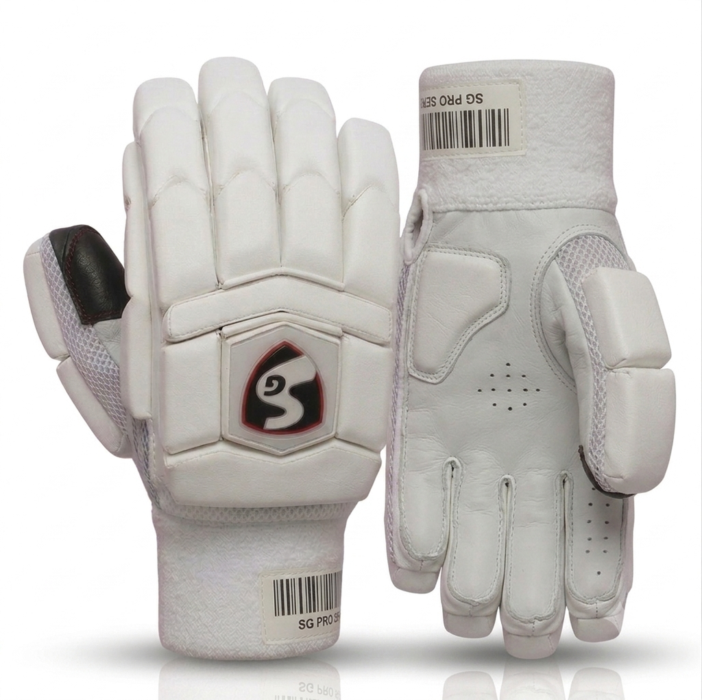 SG batting gloves with Black and white design and colour