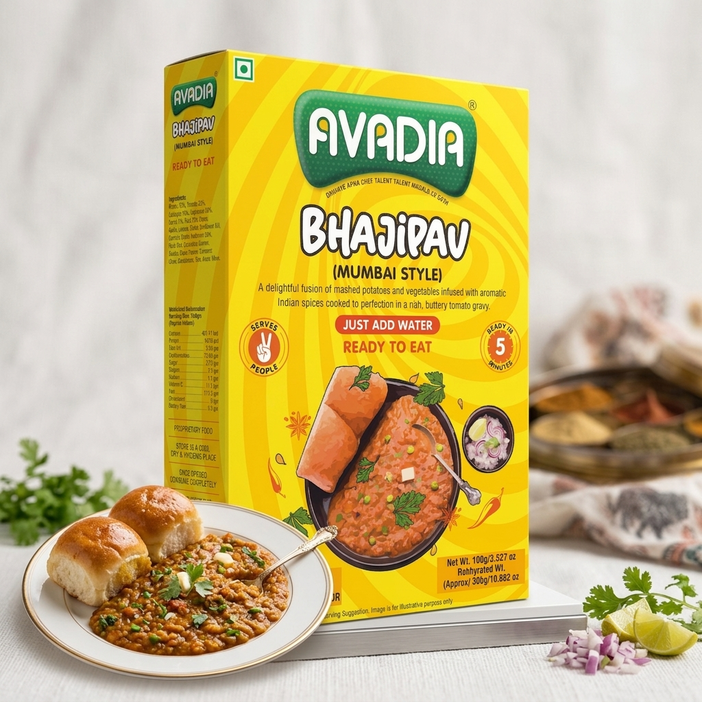 Paw Bhaji Mumbai Ready to eat AVADIA 100% Natural ingredients Pack of 5