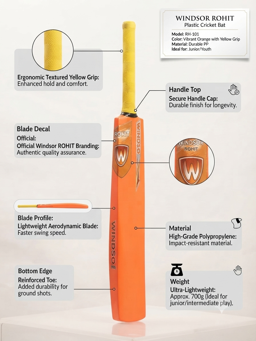 Plastic premium cricket bat with High grade polypropylene material