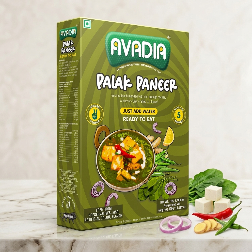 Palak paneer Ready to eat AVADIA 100% Natural ingredients