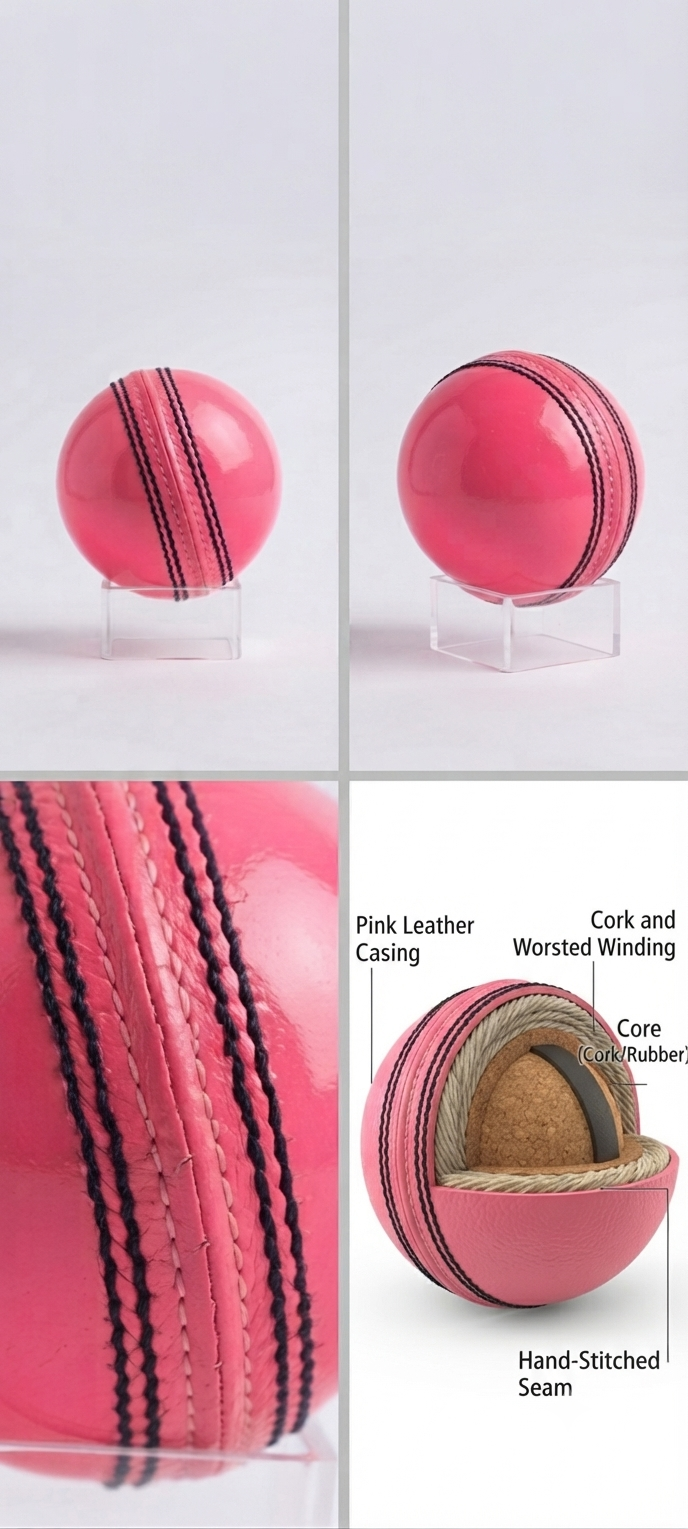 Pink Leather Cricket Ball Hand stitched with Premium leather 6 Balls