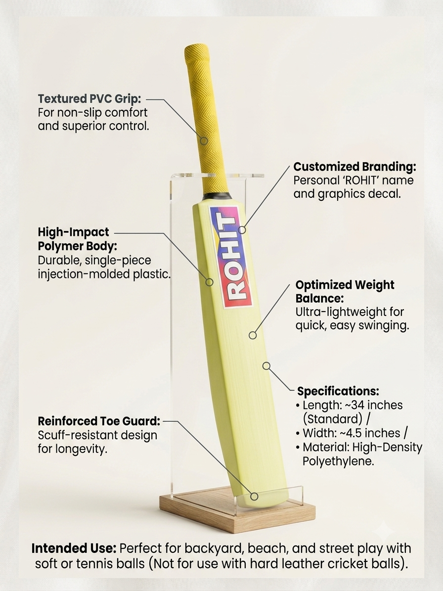 Plastic cricket bat with honeycomb structure design|INDIAN DREAMS