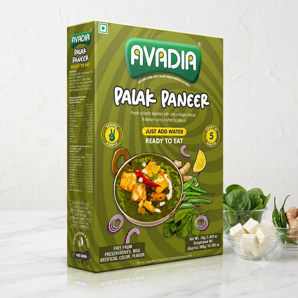Palak paneer Ready to eat AVADIA 100% Natural ingredients