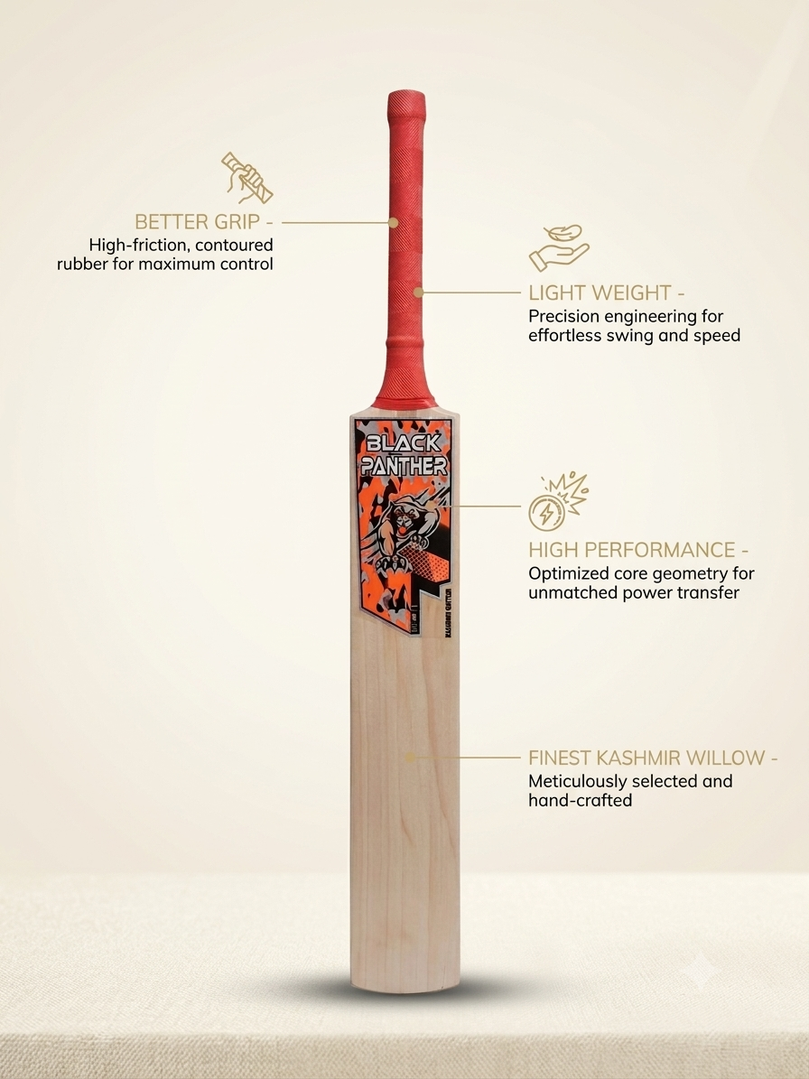 BLACK PANTHER Kashmir Willow Cricket Bat – Explosive Power & Precision Balance