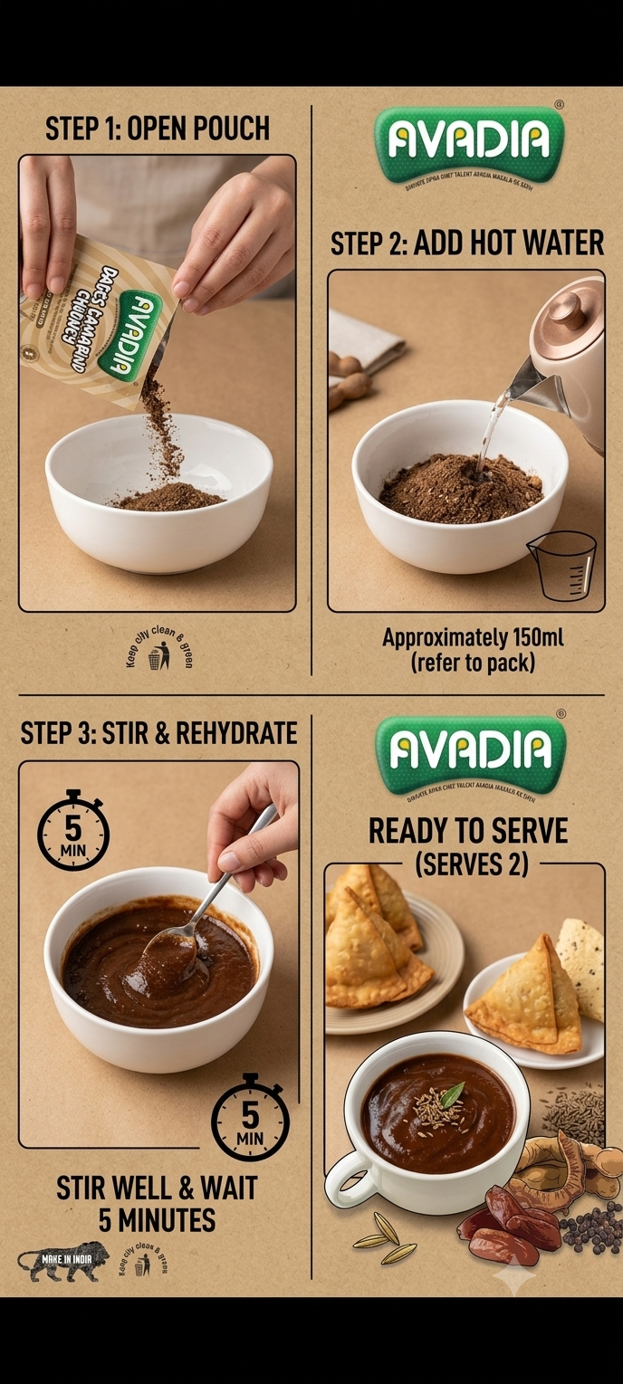 Dates Tamarin Chutney Ready to eat AVADIA 100% Natural ingredients Pack of 2