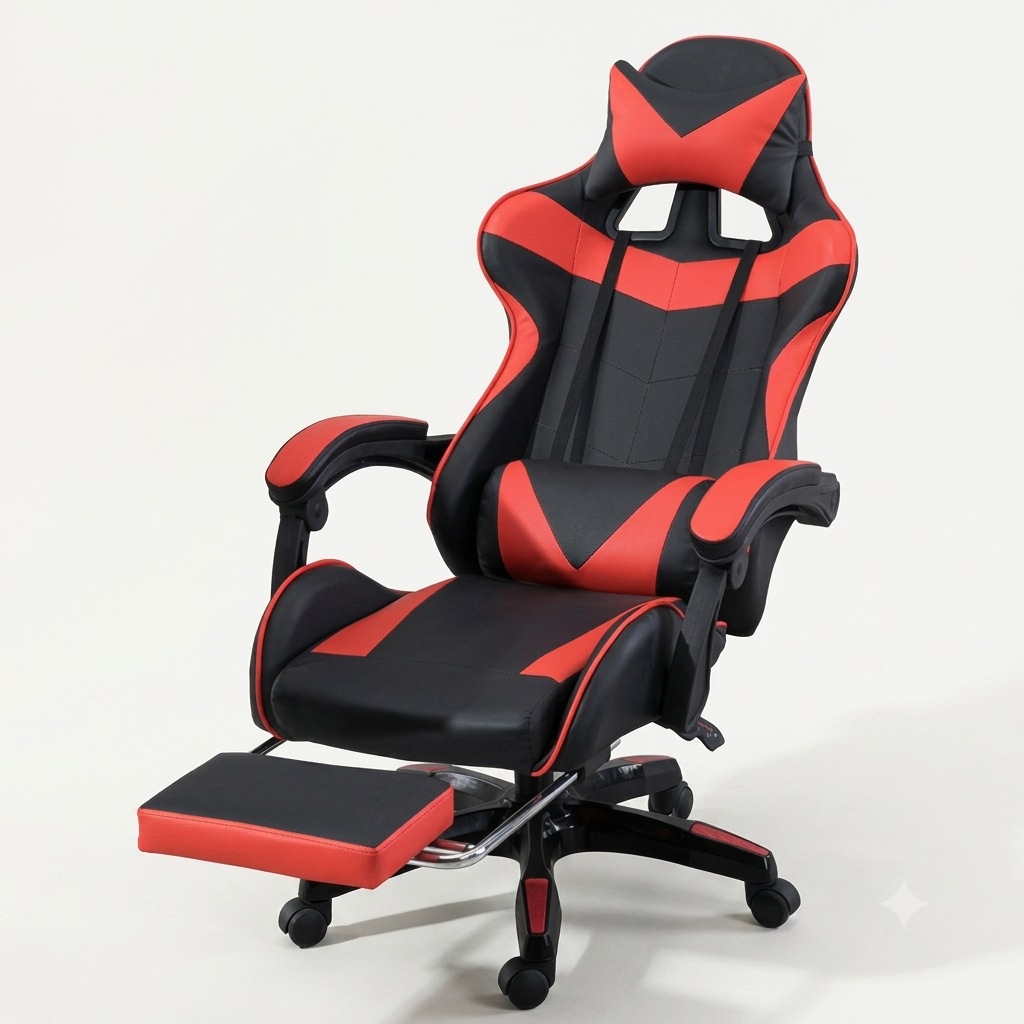 Premium Soft Gaming Chair with Backrest and Footrest