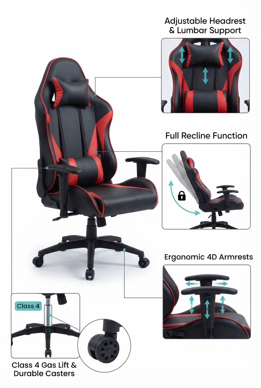 The Valkyrie Throne - Ergonomic Racing-Style Gaming Chair