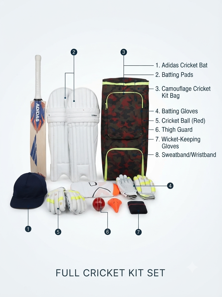 Junior Pro Complete Cricket Kit Set | Youth-Sized Bat, Lightweight Protective Gear, & Heavy-Duty Camouflage Equipment Bag