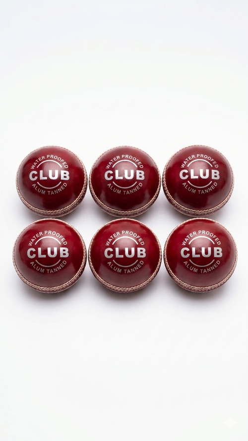CLUB Alum-Tanned Red Leather Cricket Ball (6-Pack)