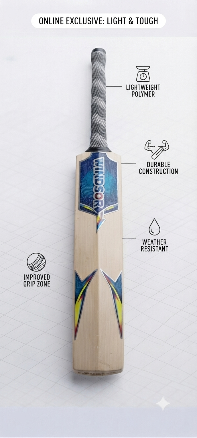 Light weight plastic Windsor bat and aerodynamic edges| INDIAN DREAMS