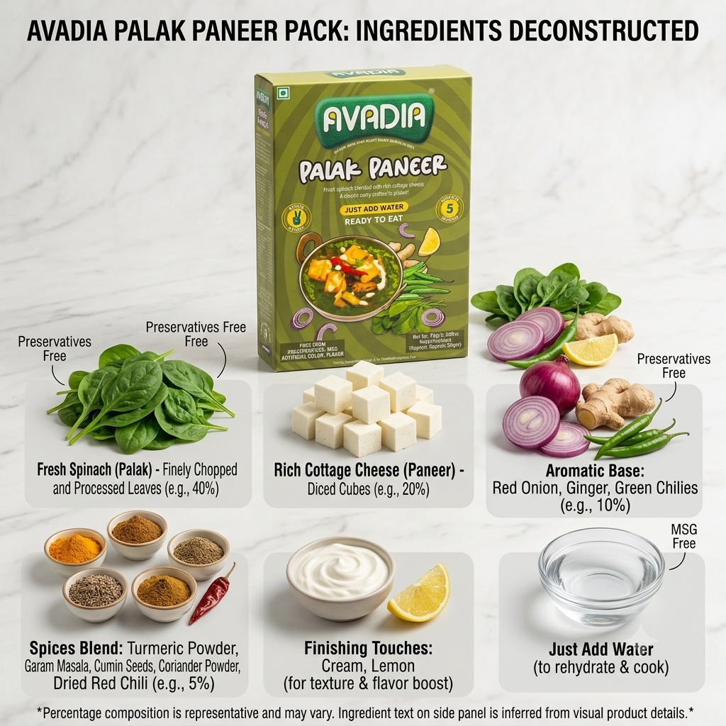 Palak paneer Ready to eat AVADIA 100% Natural ingredients