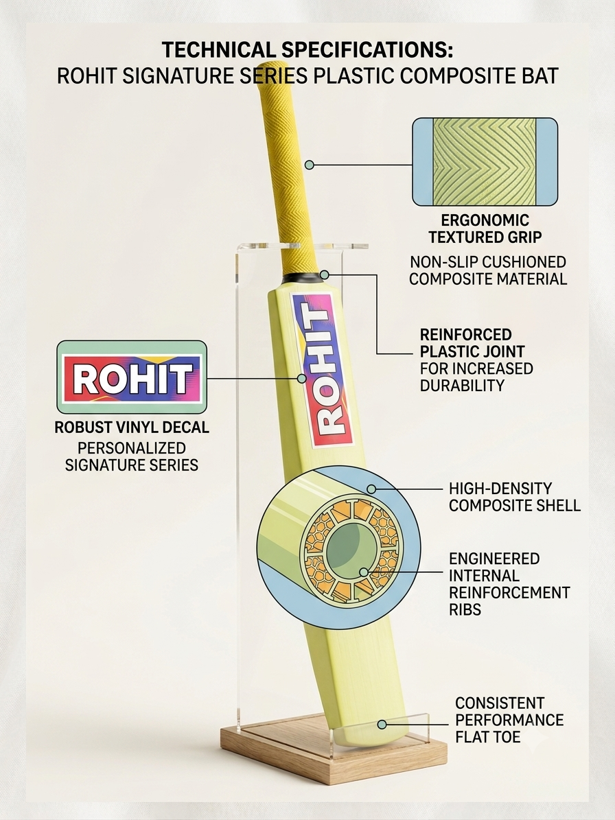 Plastic cricket bat with honeycomb structure design|INDIAN DREAMS