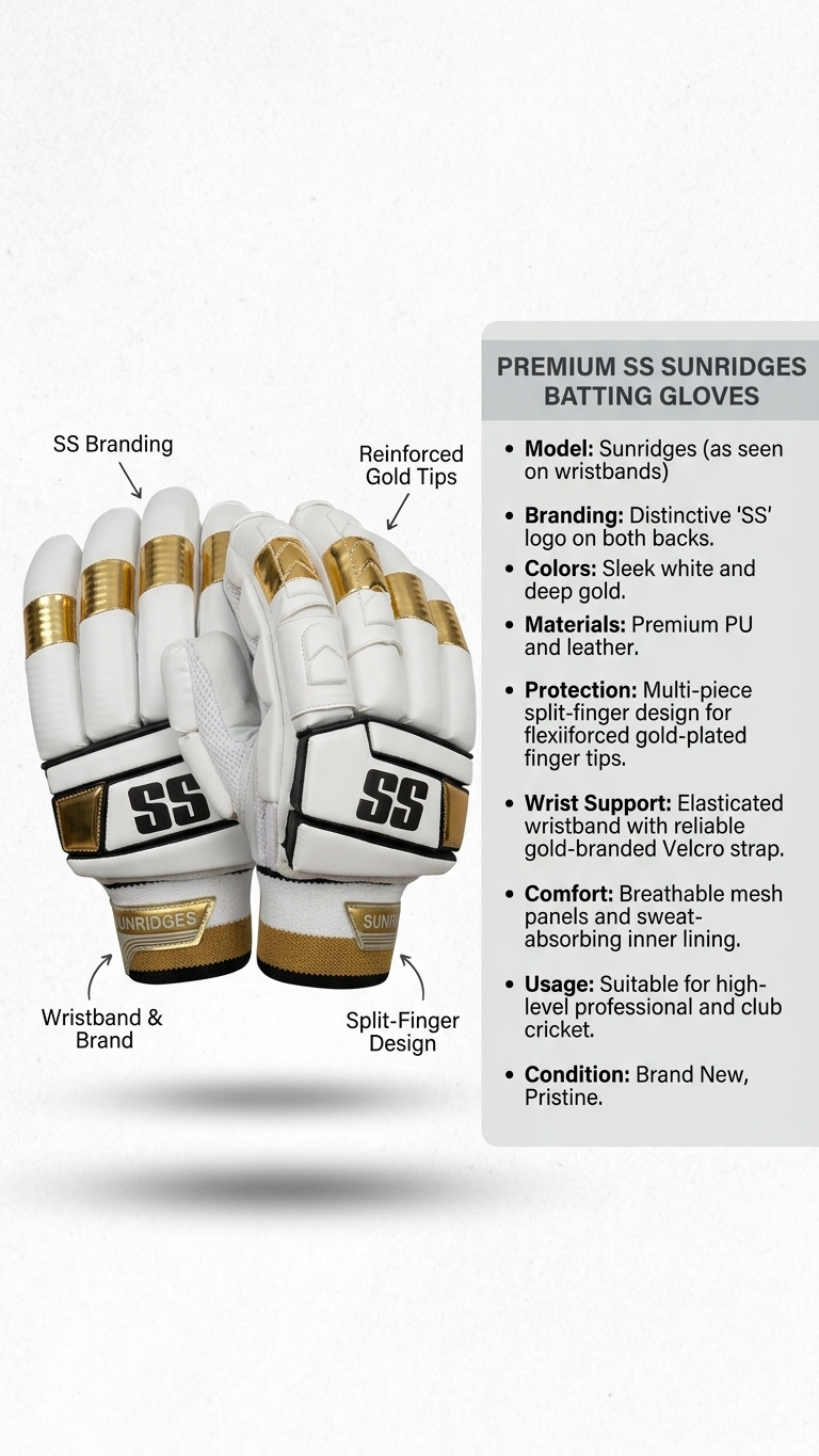 SS Professional Cricket Batting Gloves | Ultra-Protection, Ergonomic Flex & Maximum Sweat-Absorbent Comfort for Senior/Adult Players