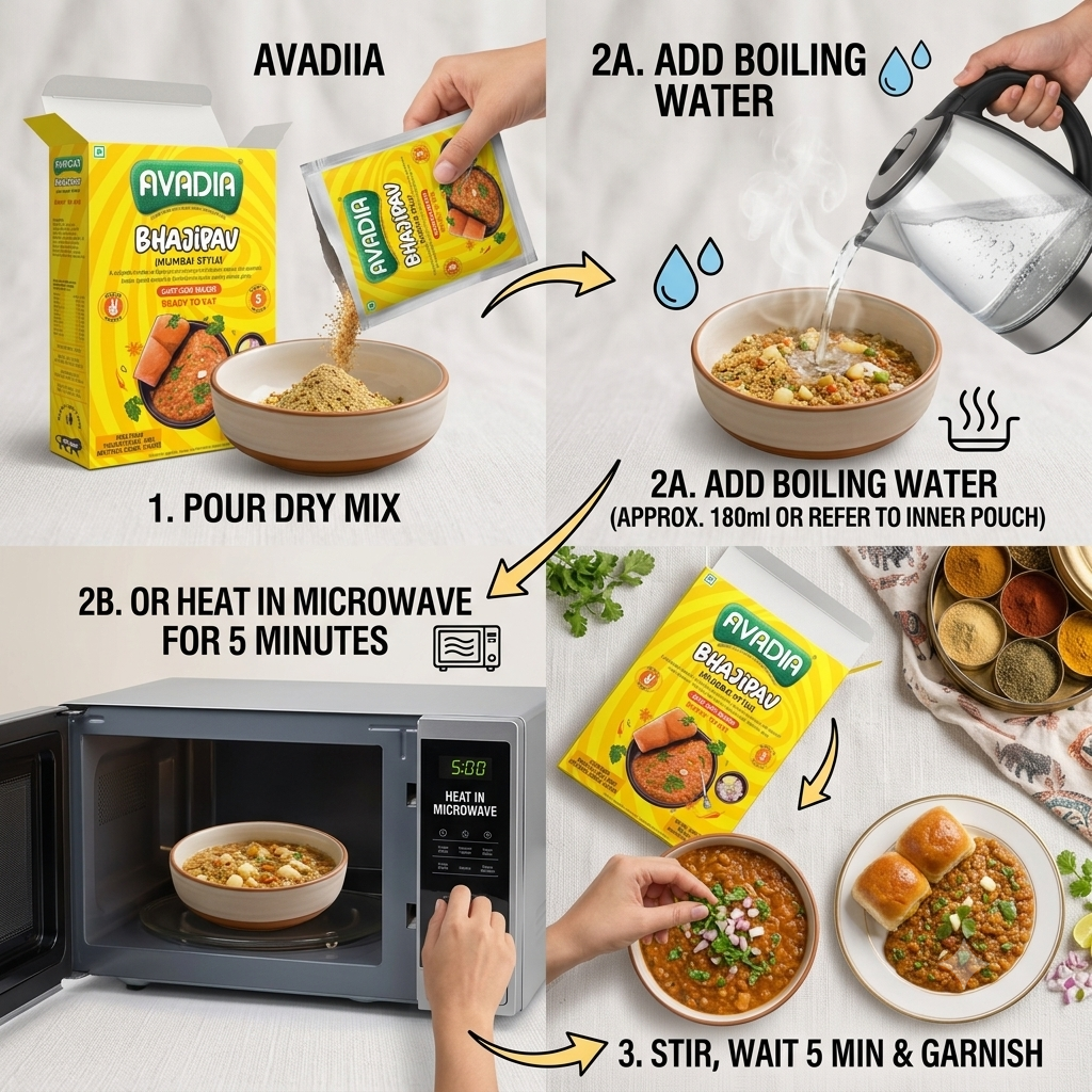Paw Bhaji Mumbai Ready to eat AVADIA 100% Natural ingredients