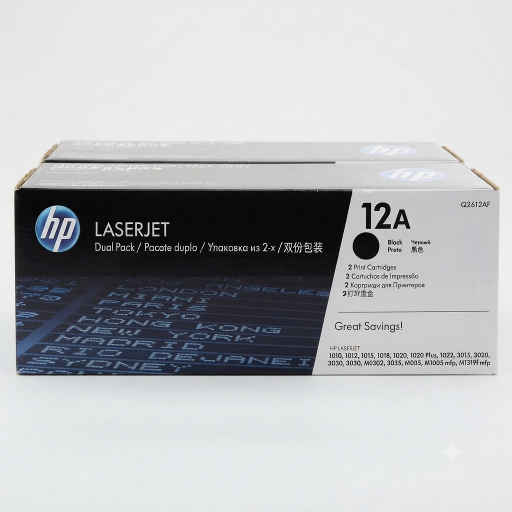 Genuine HP 12A (Q2612A) Black LaserJet Toner Cartridge Dual pack (2 cartridges)