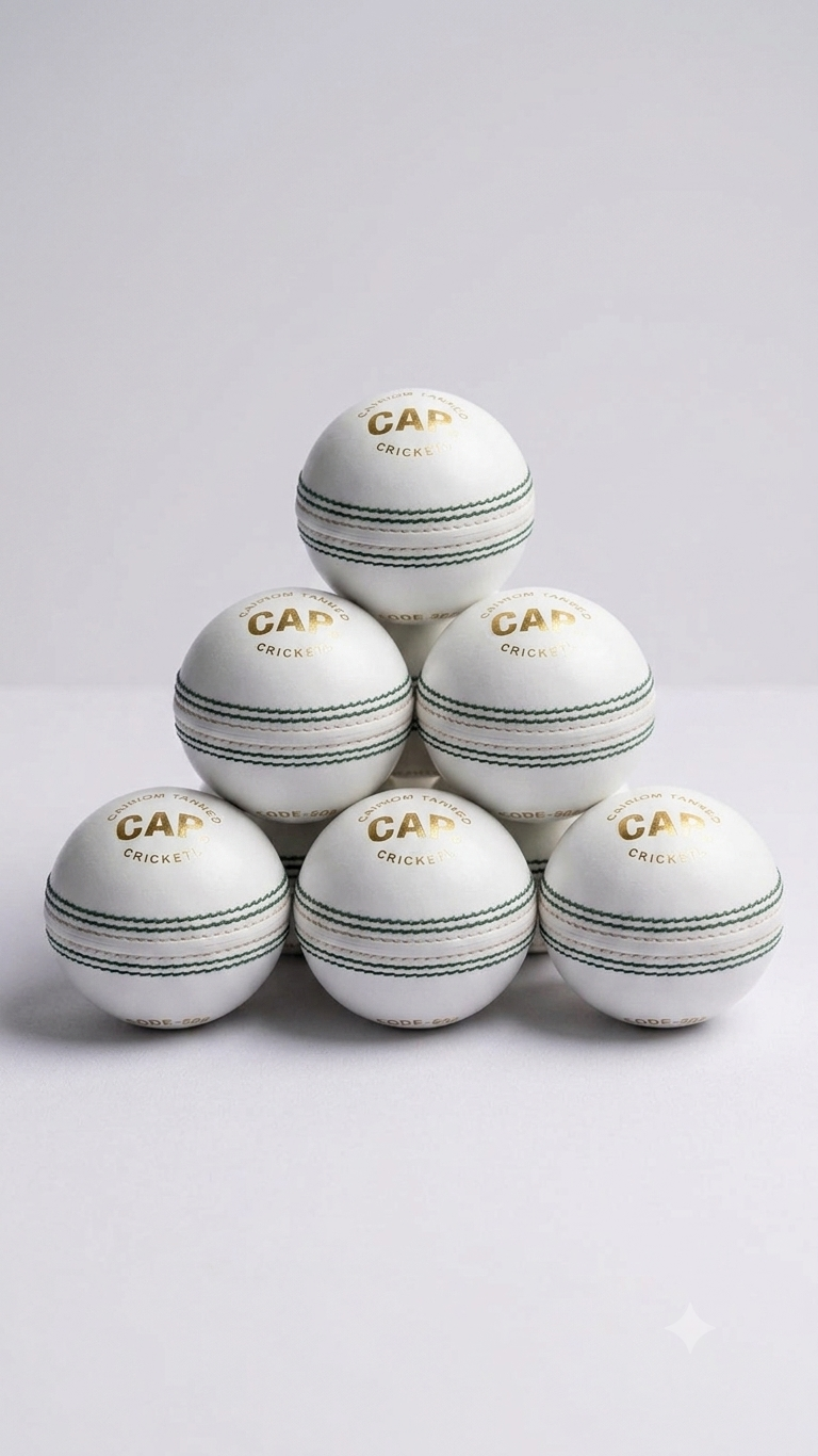 White test cricket ball Alum tanned capacity 30 overs, pack of 6 balls