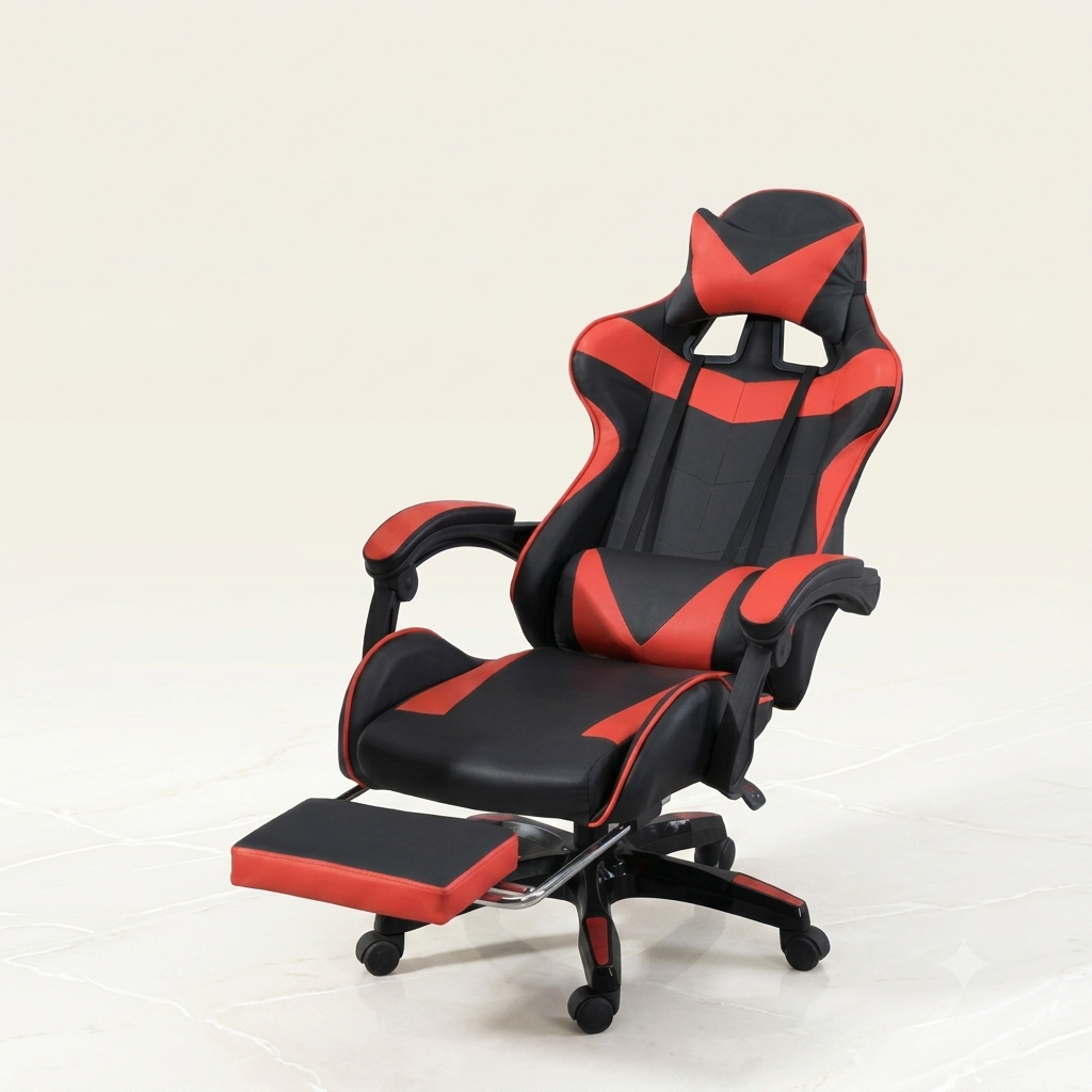 Premium Soft Gaming Chair with Backrest and Footrest