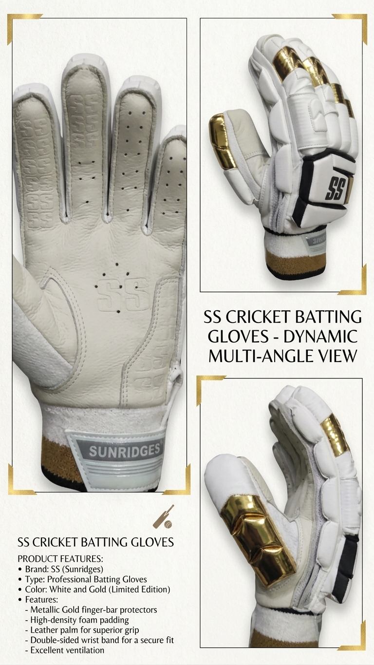 SS Professional Cricket Batting Gloves | Ultra-Protection, Ergonomic Flex & Maximum Sweat-Absorbent Comfort for Senior/Adult Players